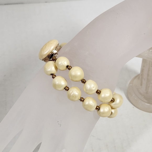 Vintage Antique Baroque glass pearl bracelet w slide clasp - Picture 3 of 10